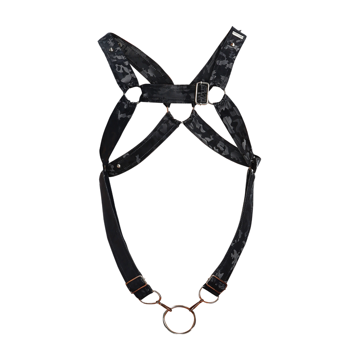 Male Basics Dngeon Leather Cross Penis Ring Harness Back Camo One Size