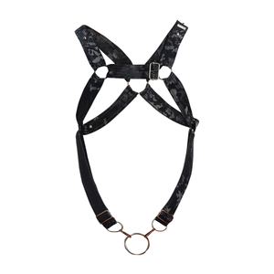 Male Basics Dngeon Leather Cross Penis Ring Harness Back Camo One Size