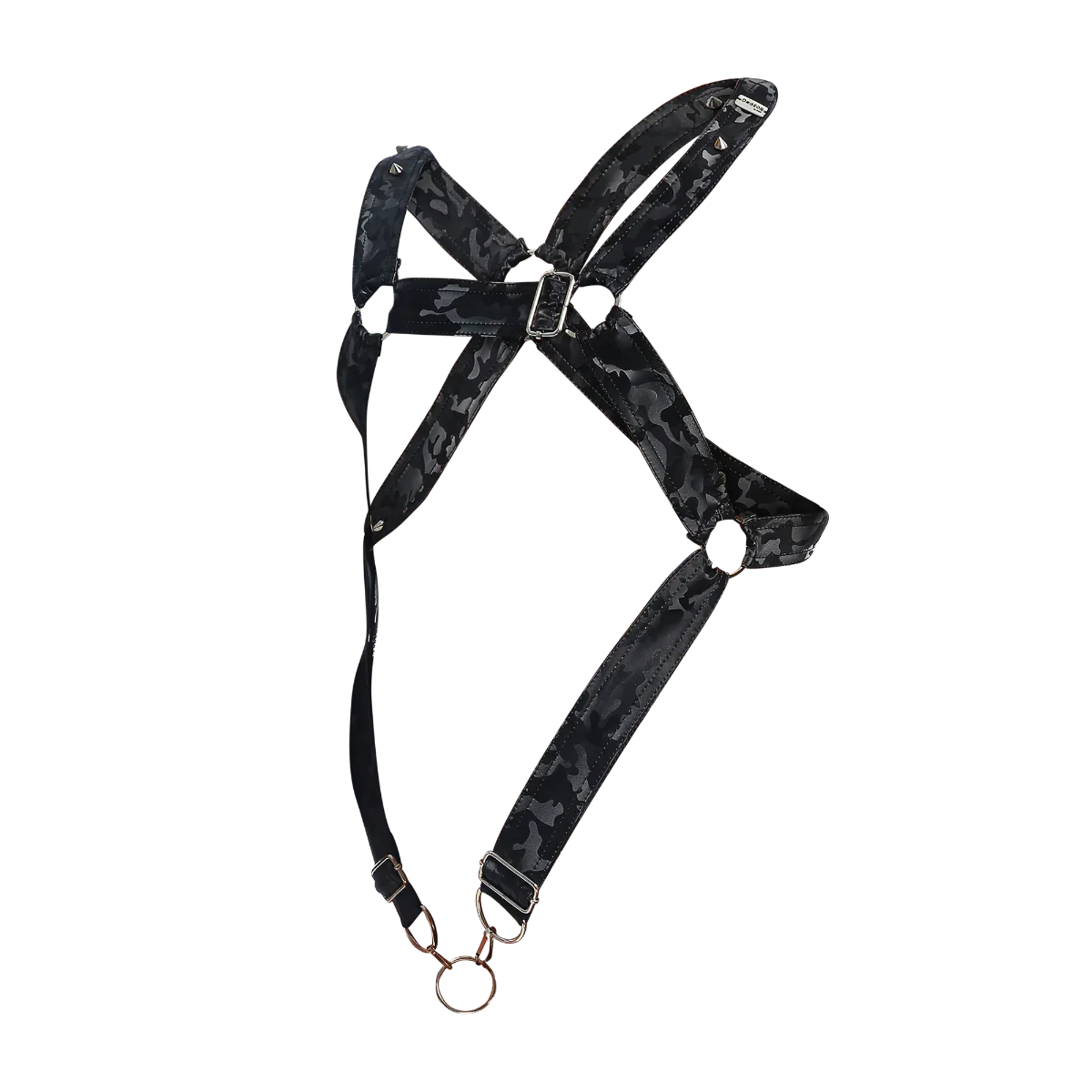 Male Basics Dngeon Leather Cross Penis Ring Harness Back Camo One Size