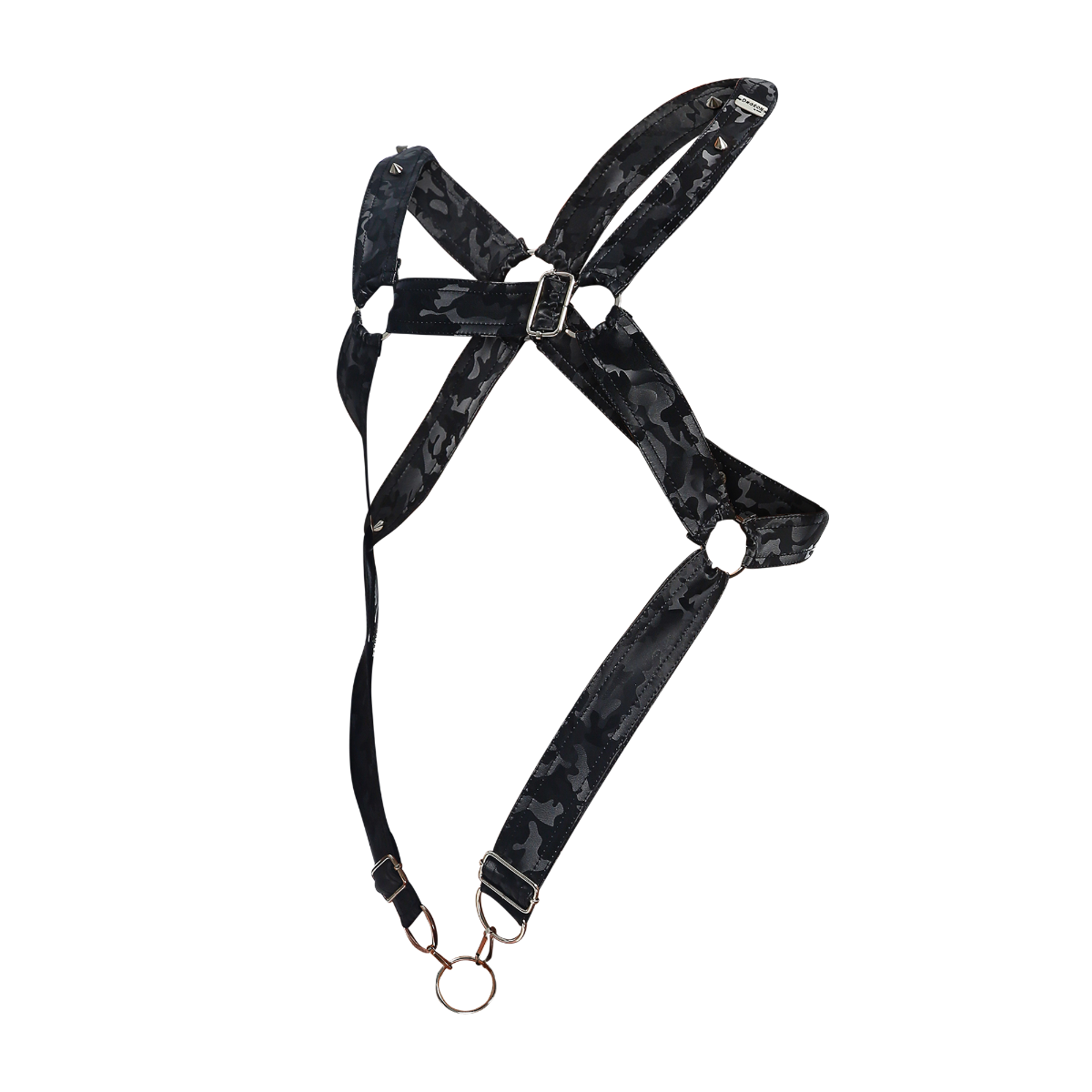 Male Basics Dngeon Leather Cross Penis Ring Harness Back Camo One Size