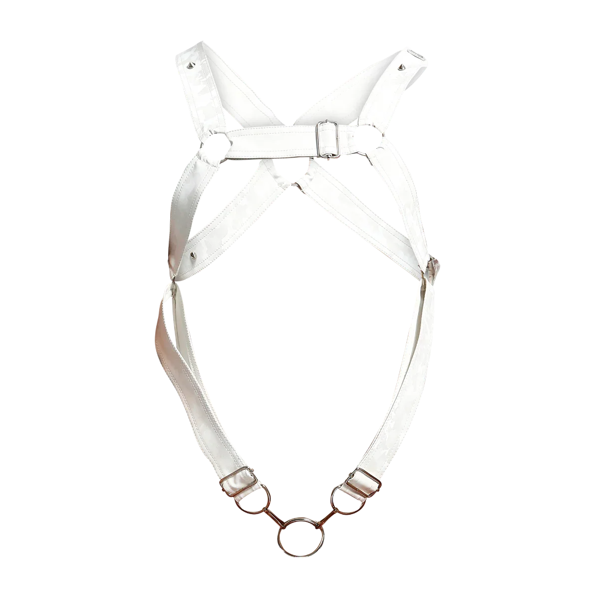 Male Basics Dngeon Leather Cross Penis Ring Harness White Camo One Size