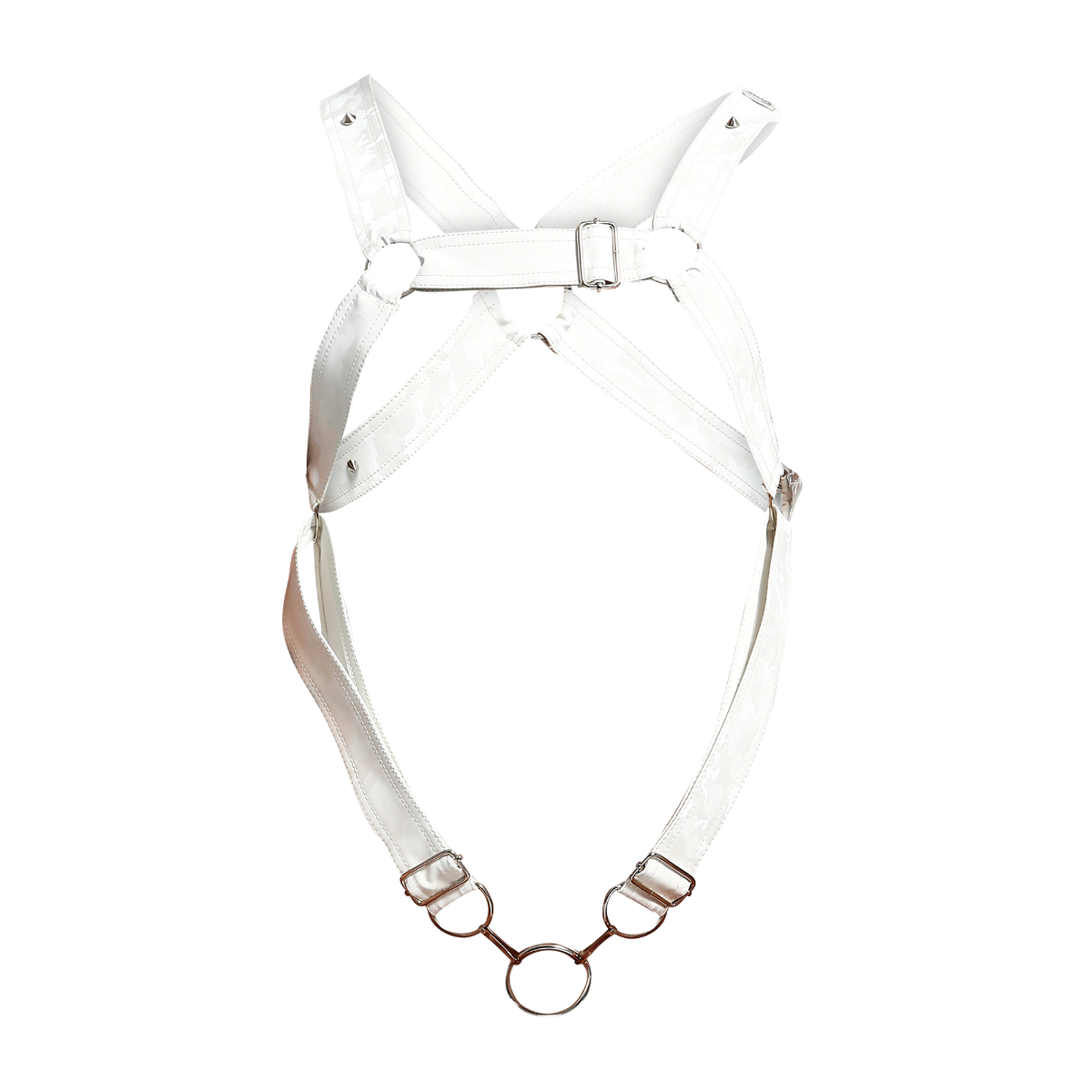 Male Basics Dngeon Leather Cross Penis Ring Harness White Camo One Size