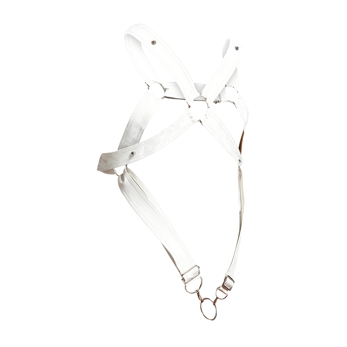 Male Basics Dngeon Leather Cross Penis Ring Harness White Camo One Size