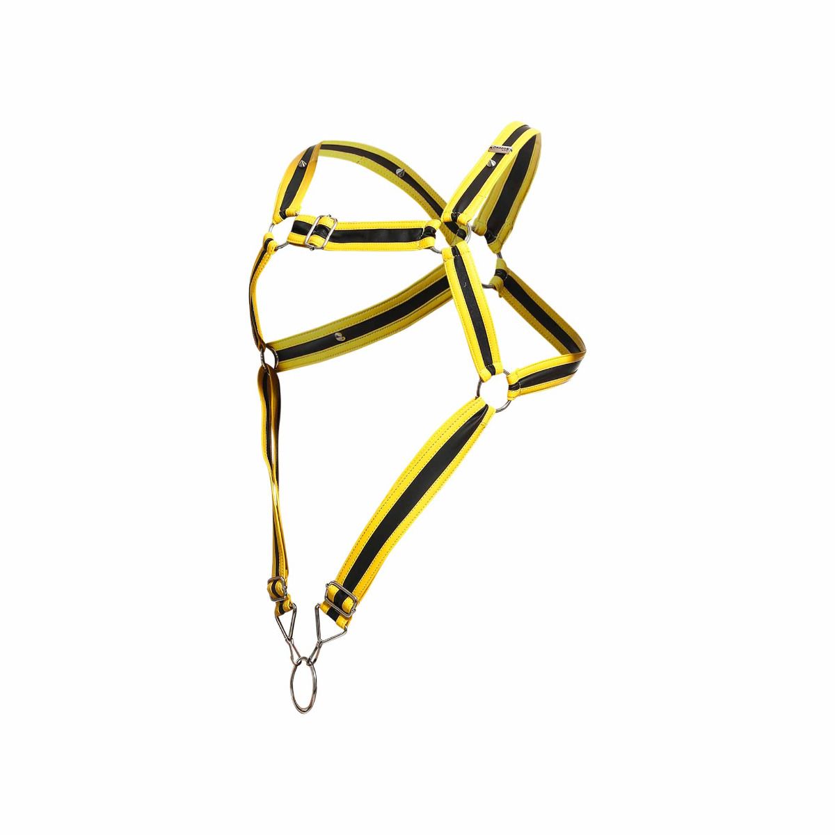 Male Basics Dngeon Leather Cross Penis Ring Harness Yellow One Size