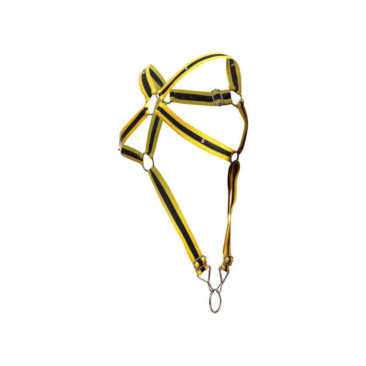 Male Basics Dngeon Leather Cross Penis Ring Harness Yellow One Size