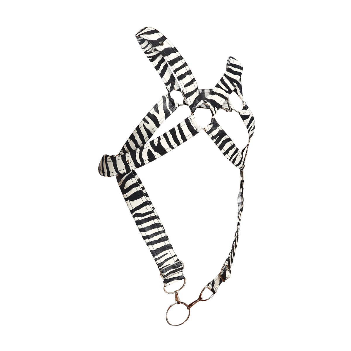 Male Basics Dngeon Leather Cross Penis Ring Harness Animal Zebra One Size