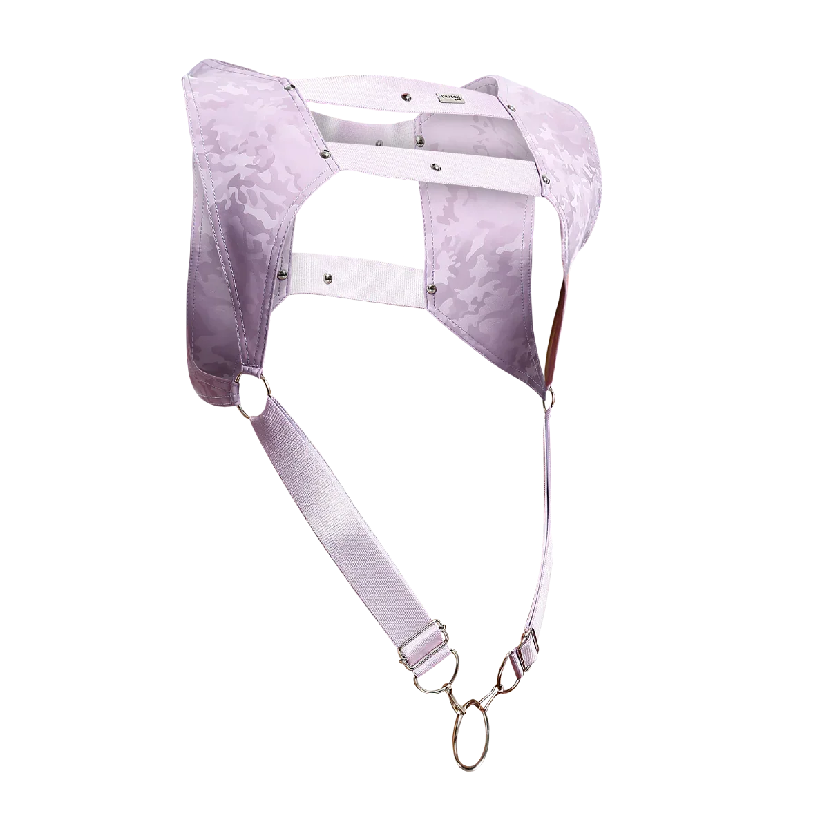 Male Basics Dngeon Leather Crop Top Harness w Penis Ring Lila Camo One Size