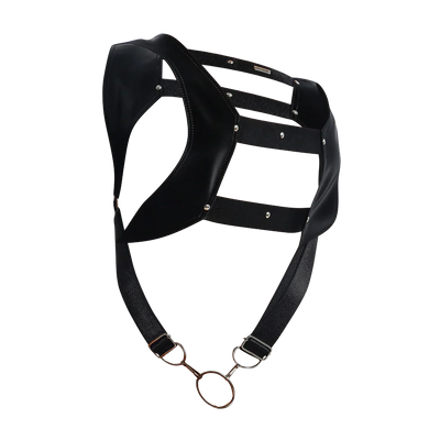 Male Basics Dngeon Leather Crop Top Harness w Penis Ring Animal Print Mamba One Size