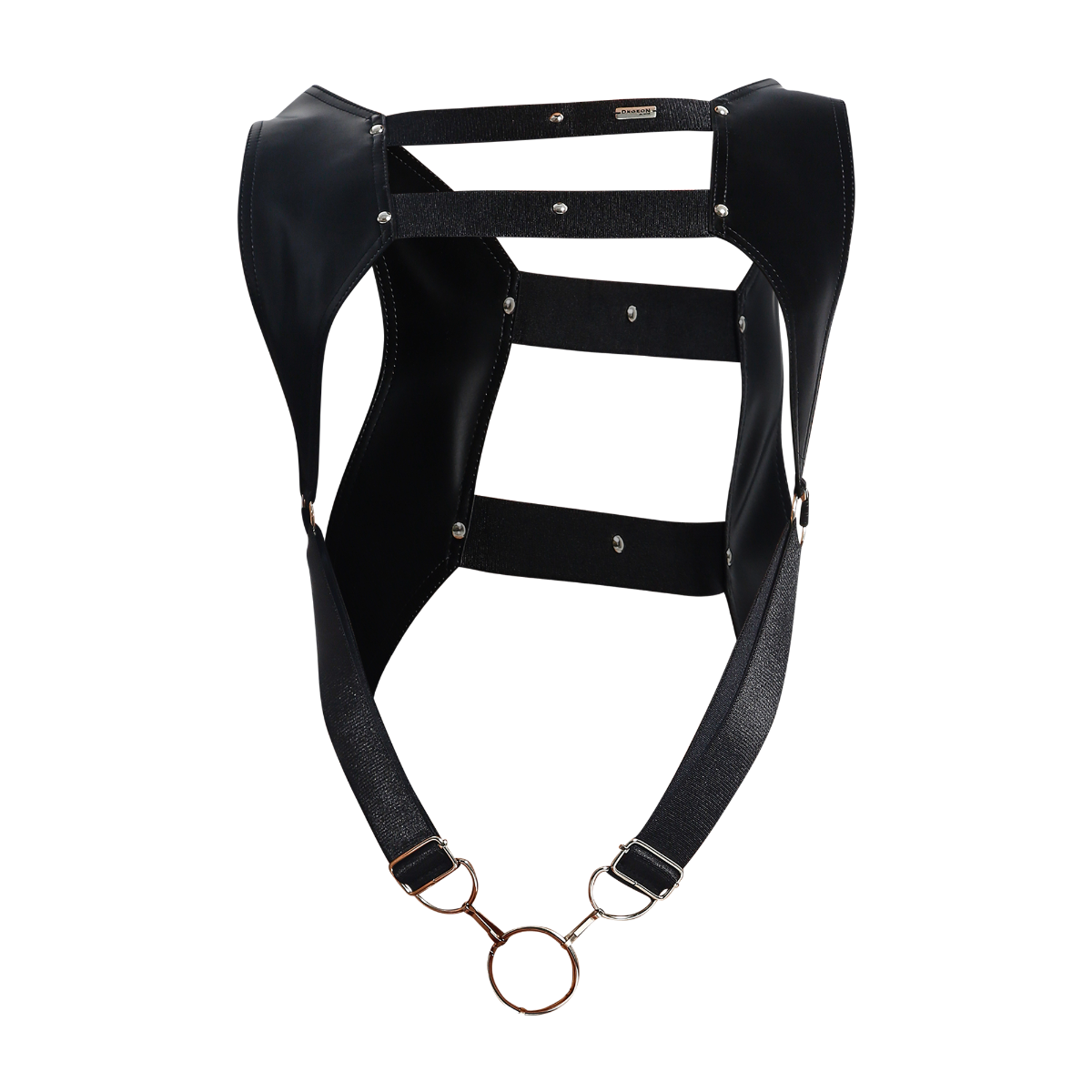 Male Basics Dngeon Leather Crop Top Harness w Penis Ring Animal Print Mamba One Size