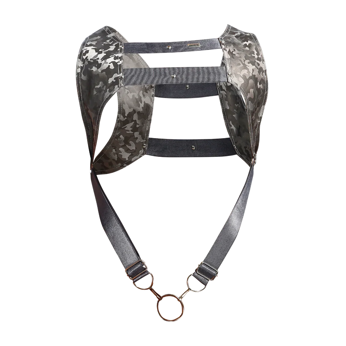 Male Basics Dngeon Leather Crop Top Harness w Penis Ring Titanium Camo One Size