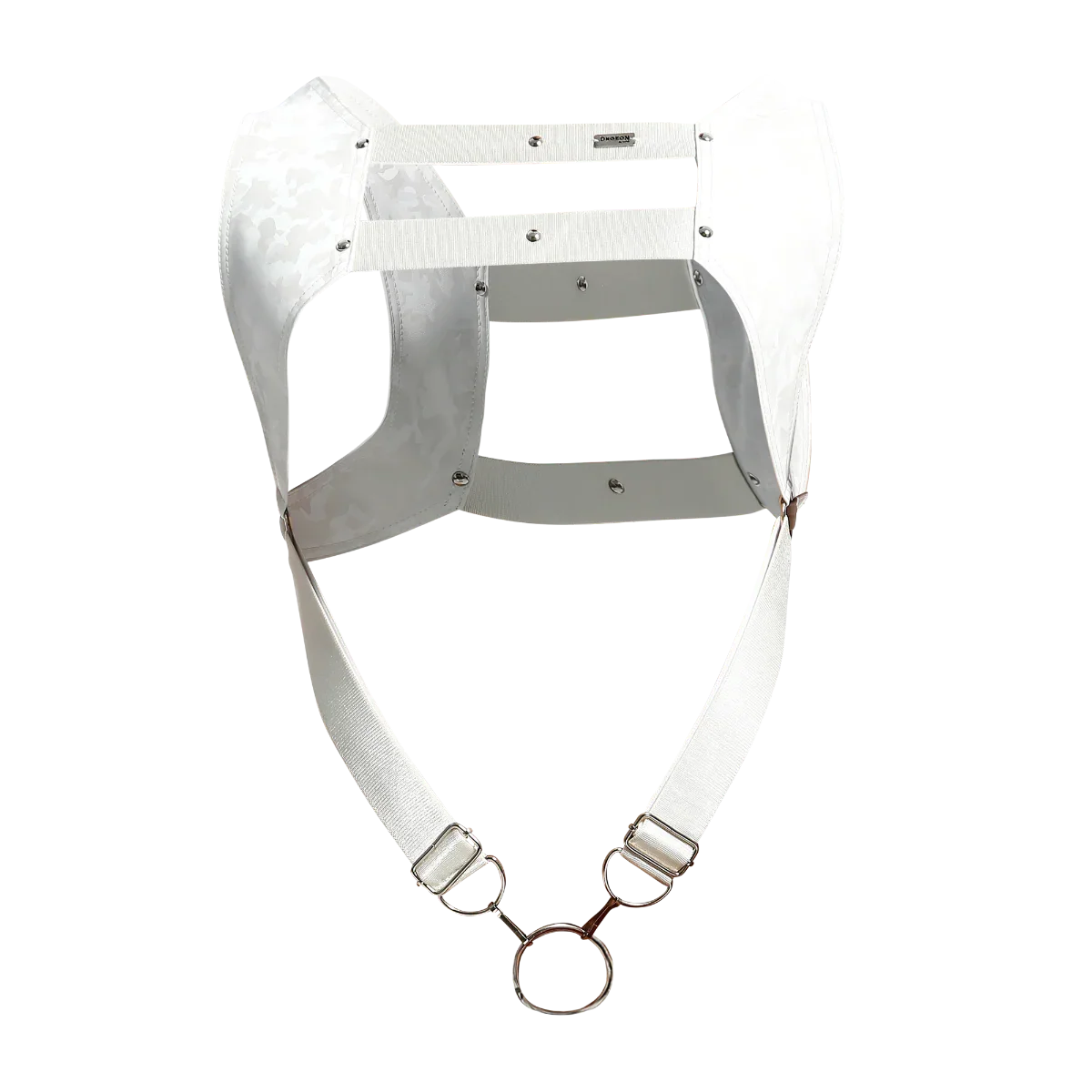 Male Basics Dngeon Leather Crop Top Harness w Penis Ring White Camo One Size