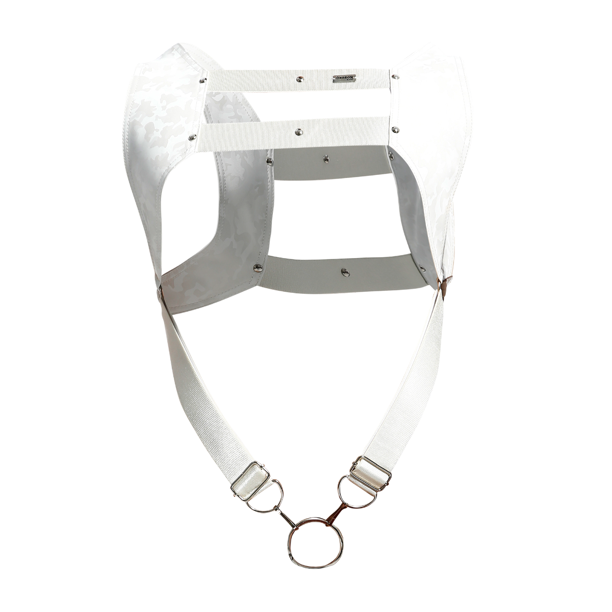 Male Basics Dngeon Leather Crop Top Harness w Penis Ring White Camo One Size