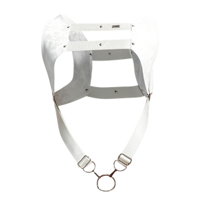 Male Basics Dngeon Leather Crop Top Harness w Penis Ring White Camo One Size