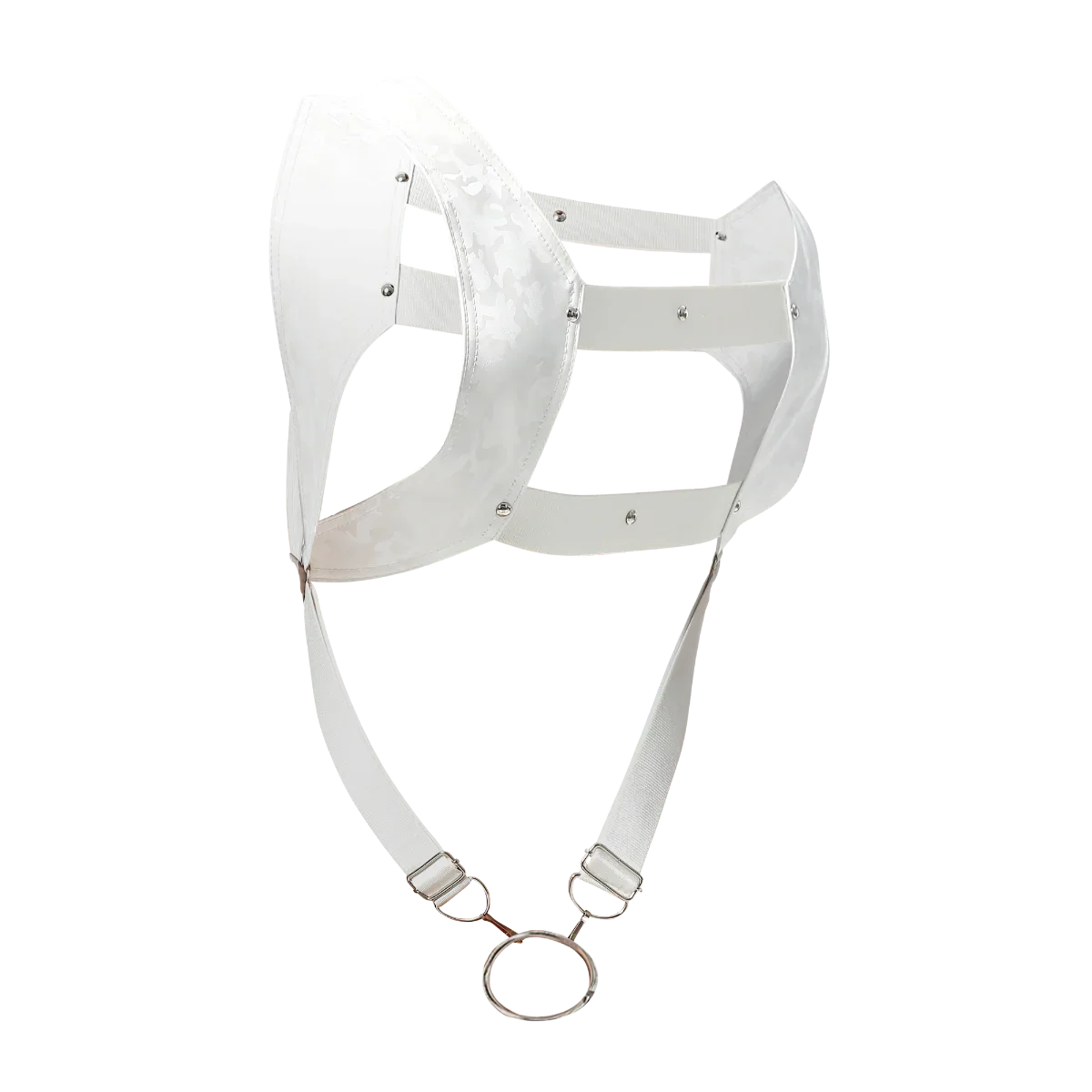 Male Basics Dngeon Leather Crop Top Harness w Penis Ring White Camo One Size