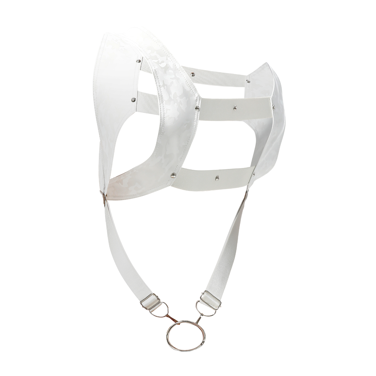 Male Basics Dngeon Leather Crop Top Harness w Penis Ring White Camo One Size