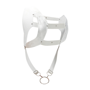 Male Basics Dngeon Leather Crop Top Harness w Penis Ring White Camo One Size