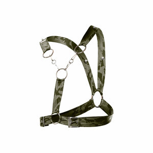 Male Basics Dngeon Leather Cross Chain Harness Army One Size