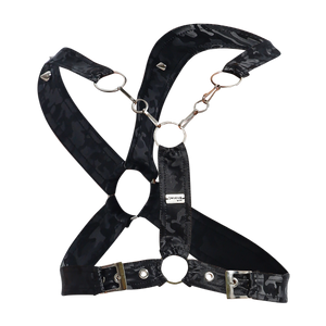 Male Basics Dngeon Leather Cross Chain Harness Black Camo One Size