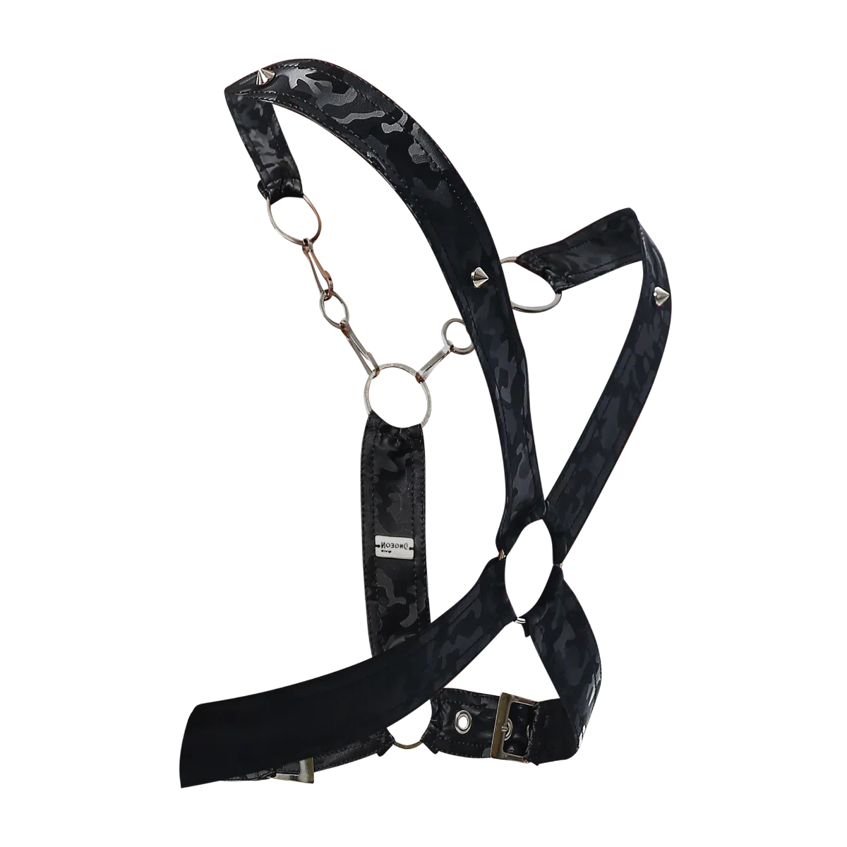 Male Basics Dngeon Leather Cross Chain Harness Black Camo One Size
