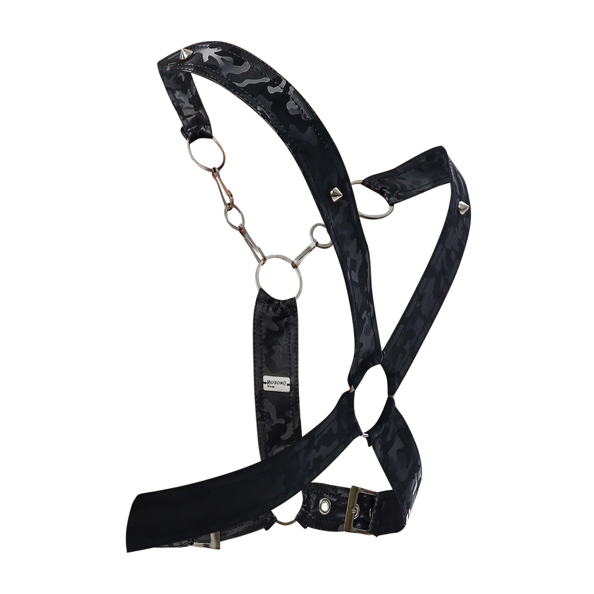 Male Basics Dngeon Leather Cross Chain Harness Black Camo One Size