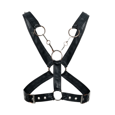 Male Basics Dngeon Leather Cross Chain Harness Black One Size