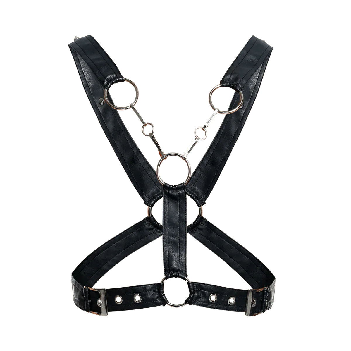 Male Basics Dngeon Leather Cross Chain Harness Black One Size