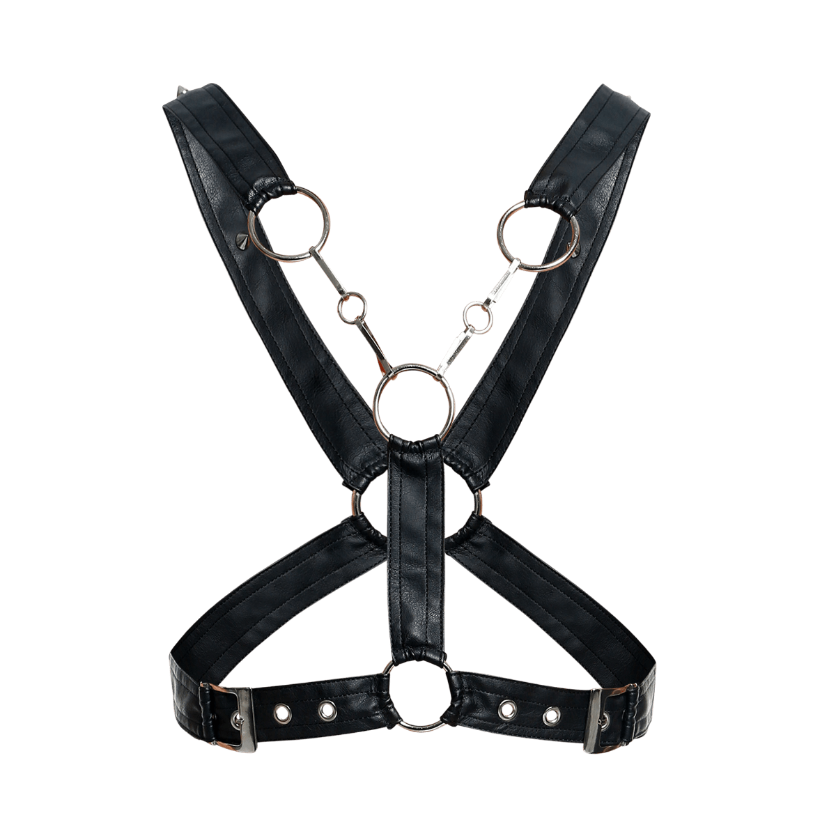 Male Basics Dngeon Leather Cross Chain Harness Black One Size