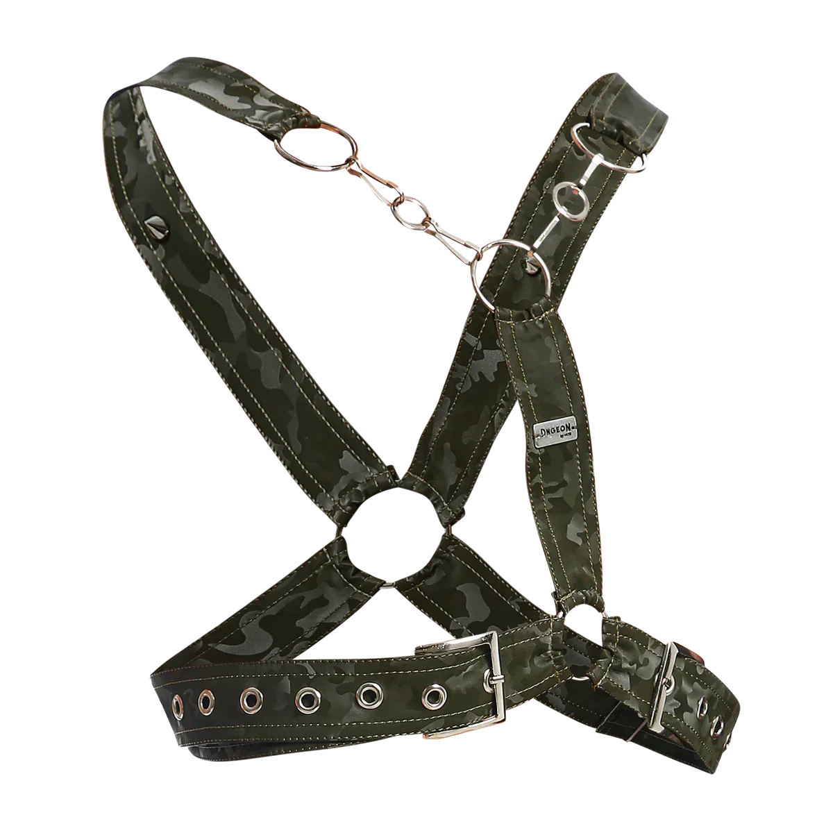 Male Basics Dngeon Leather Cross Chain Harness Camo One Size