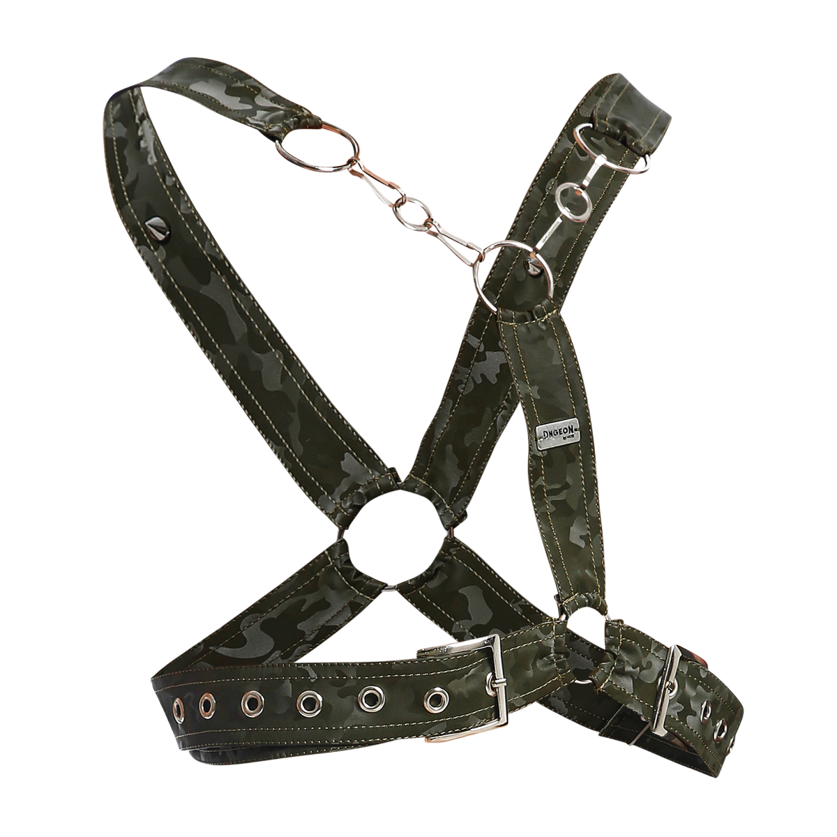 Male Basics Dngeon Leather Cross Chain Harness Camo One Size