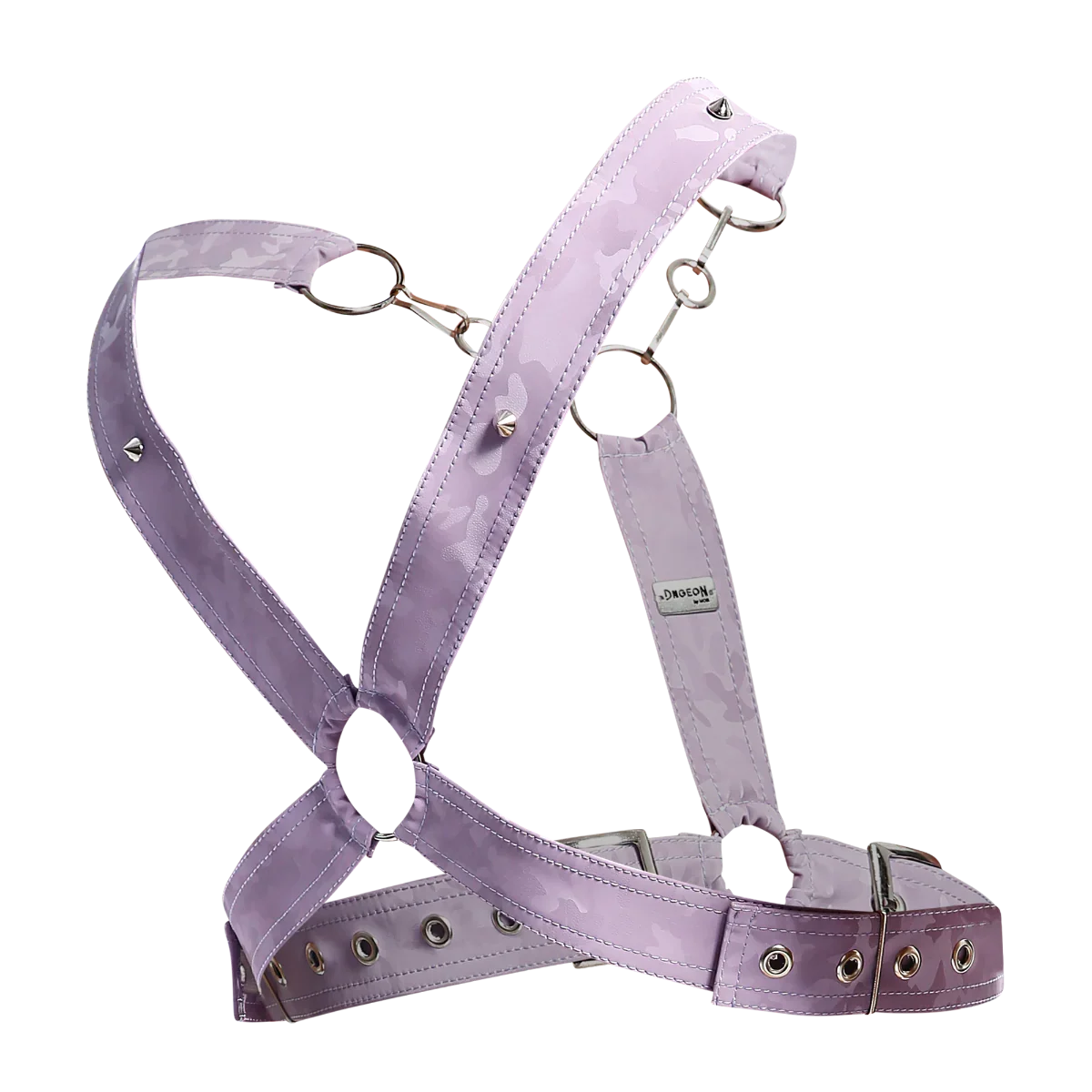 Male Basics Dngeon Leather Cross Chain Harness Lila Camo One Size