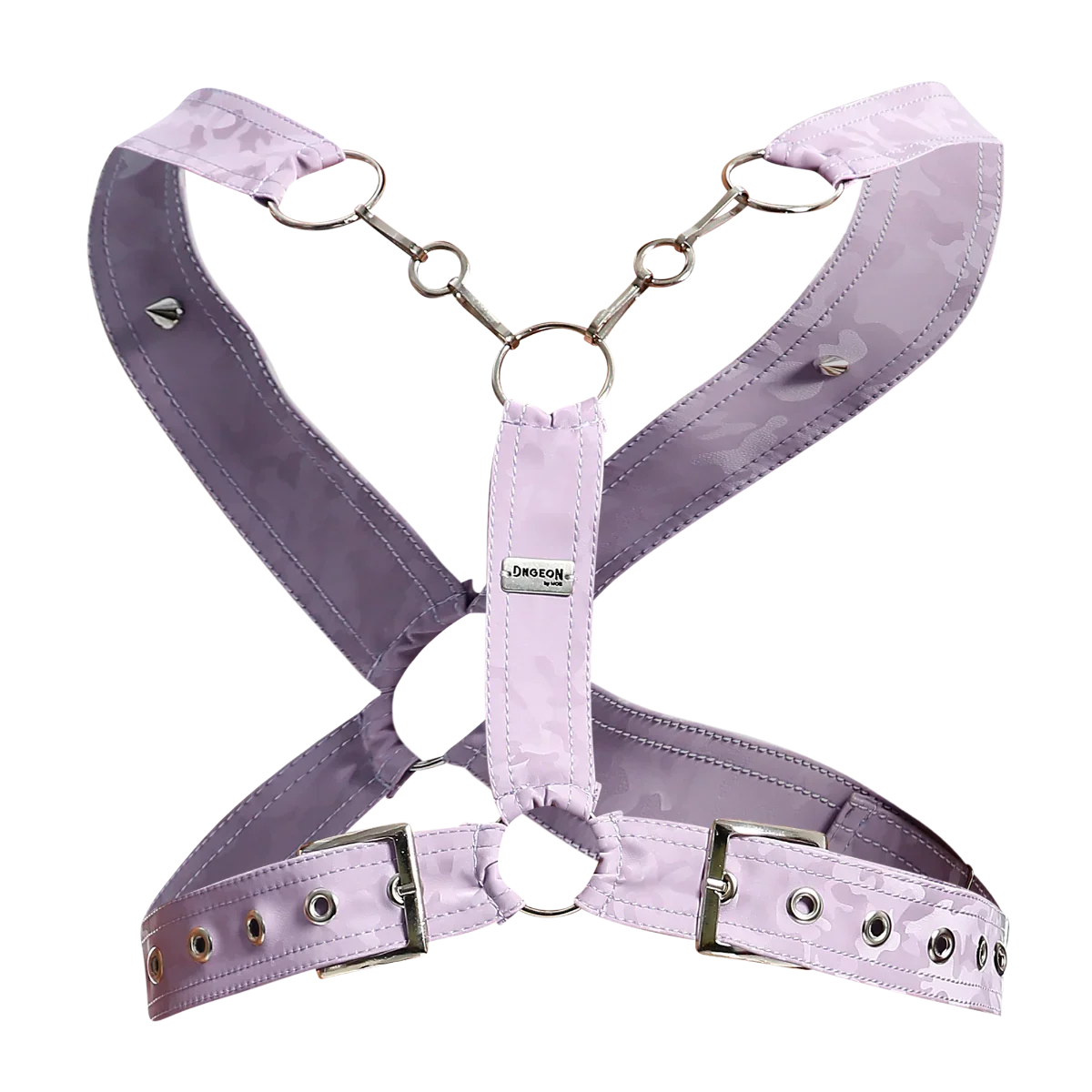 Male Basics Dngeon Leather Cross Chain Harness Lila Camo One Size