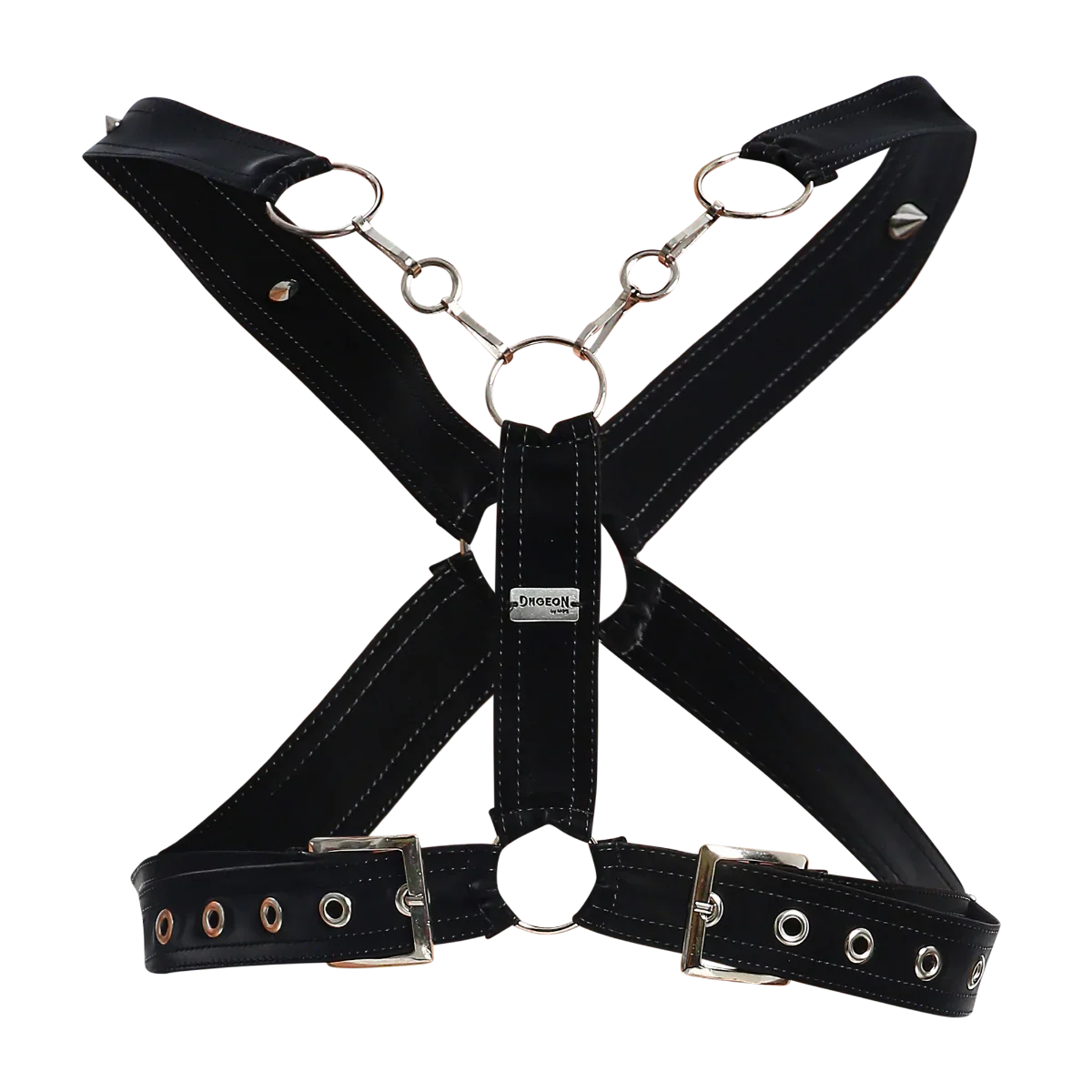 Male Basics Dngeon Leather Cross Chain Harness Animal Print Mamba One Size