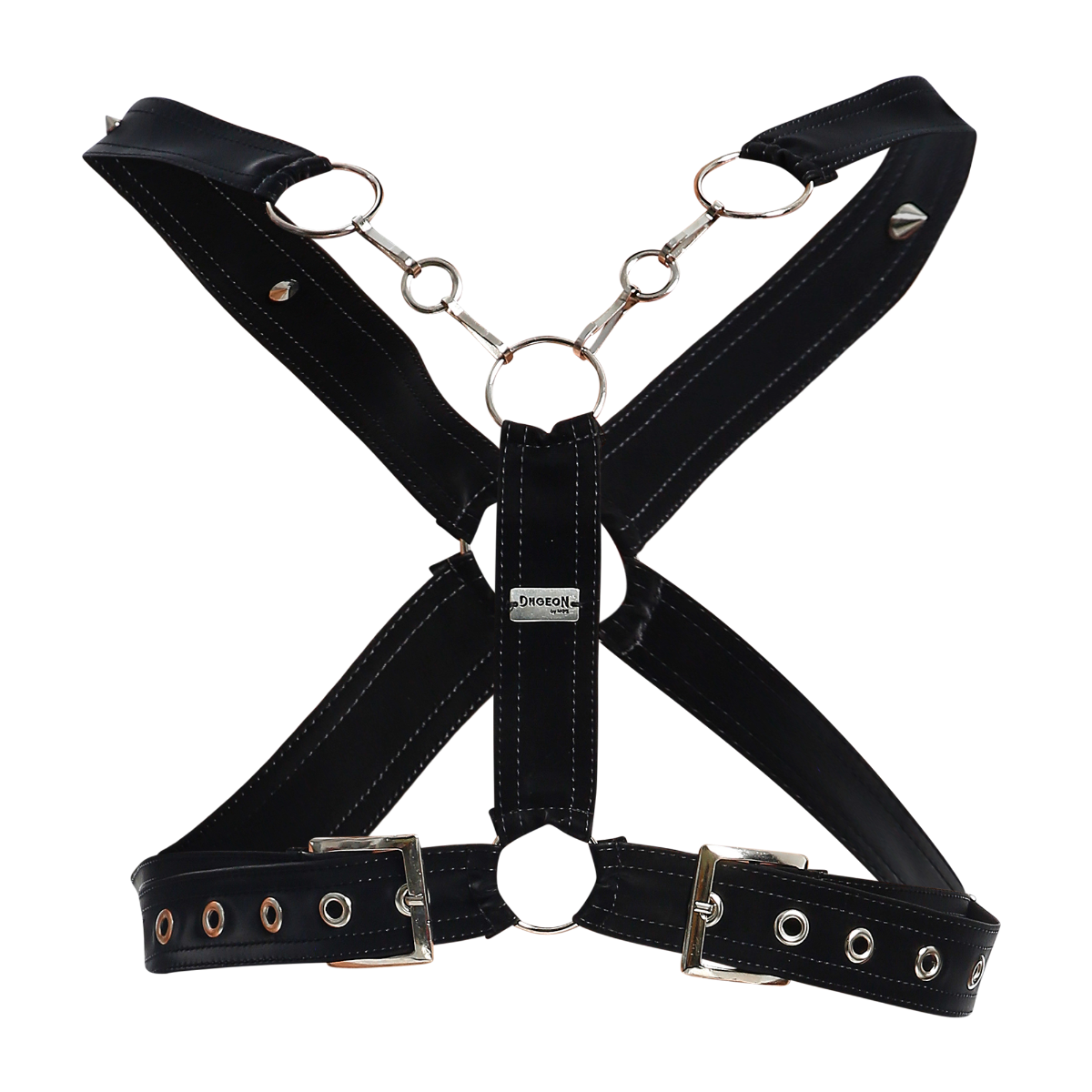 Male Basics Dngeon Leather Cross Chain Harness Animal Print Mamba One Size