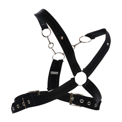 Male Basics Dngeon Leather Cross Chain Harness Animal Print Mamba One Size