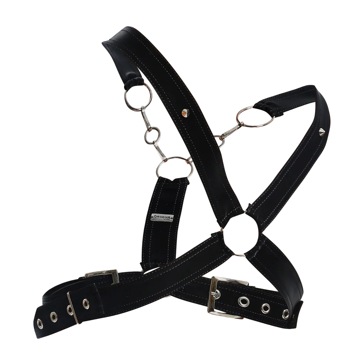 Male Basics Dngeon Leather Cross Chain Harness Animal Print Mamba One Size