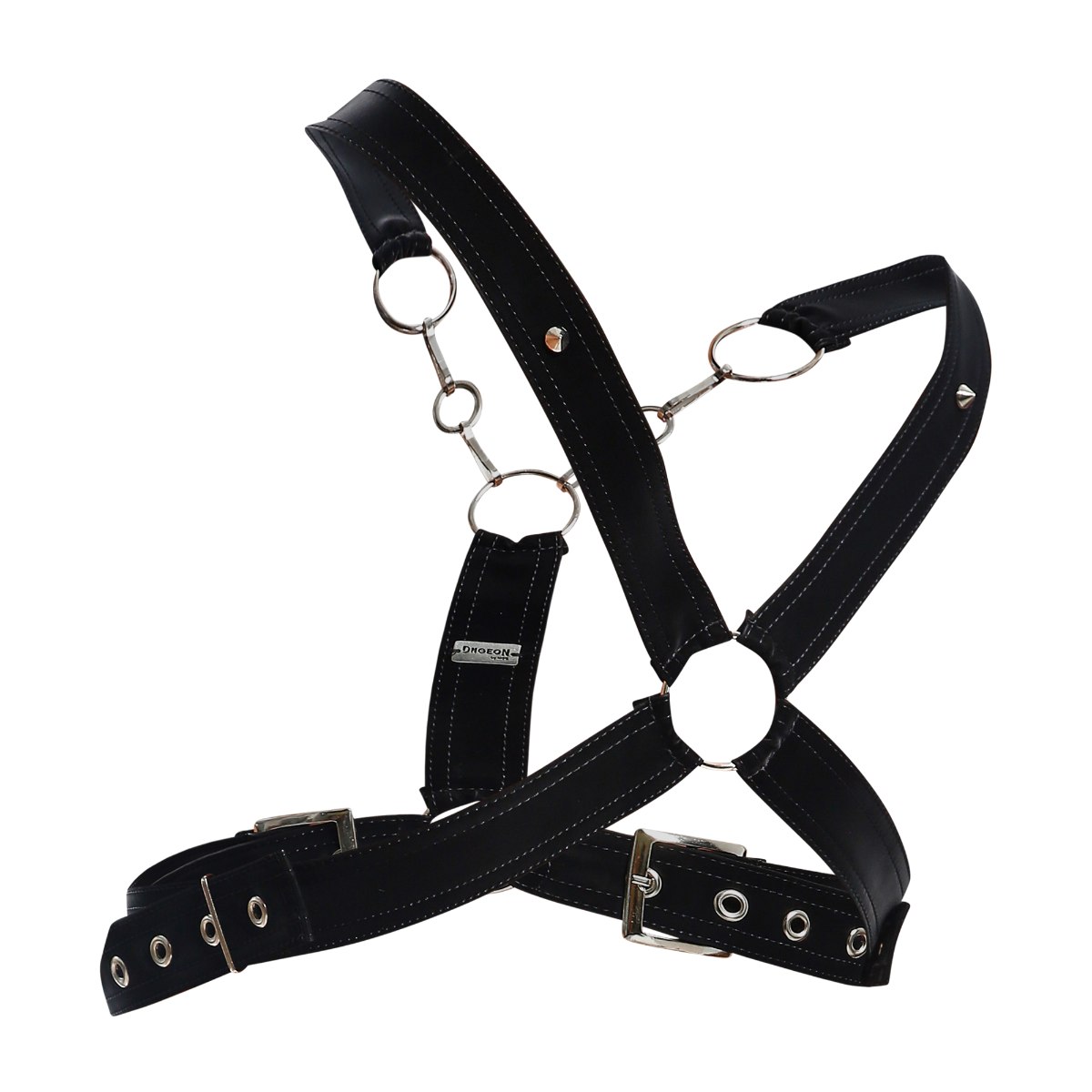 Male Basics Dngeon Leather Cross Chain Harness Animal Print Mamba One Size