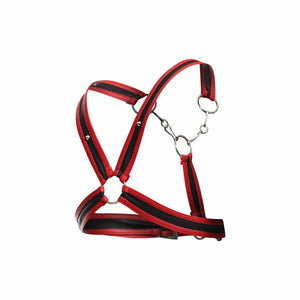 Male Basics Dngeon Leather Cross Chain Harness Red One Size