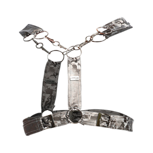 Male Basics Dngeon Leather Cross Chain Harness Titanium Camo One Size