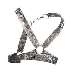 Male Basics Dngeon Leather Cross Chain Harness Titanium Camo One Size