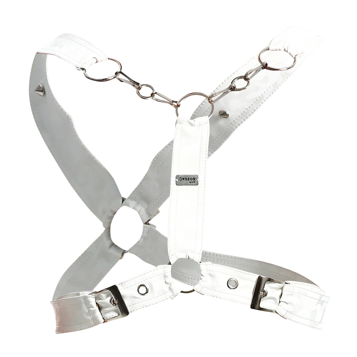 Male Basics Dngeon Leather Cross Chain Harness White Camo One Size
