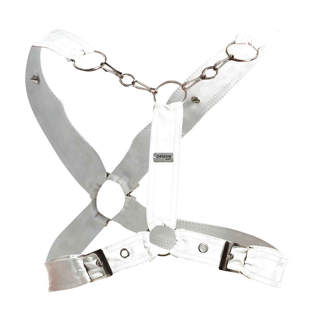 Male Basics Dngeon Leather Cross Chain Harness White Camo One Size