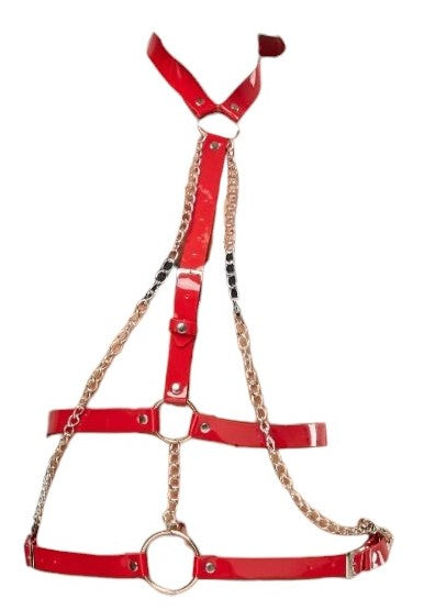 Male Basics Dngeon Leather Women's Chainlink Harness Party Red