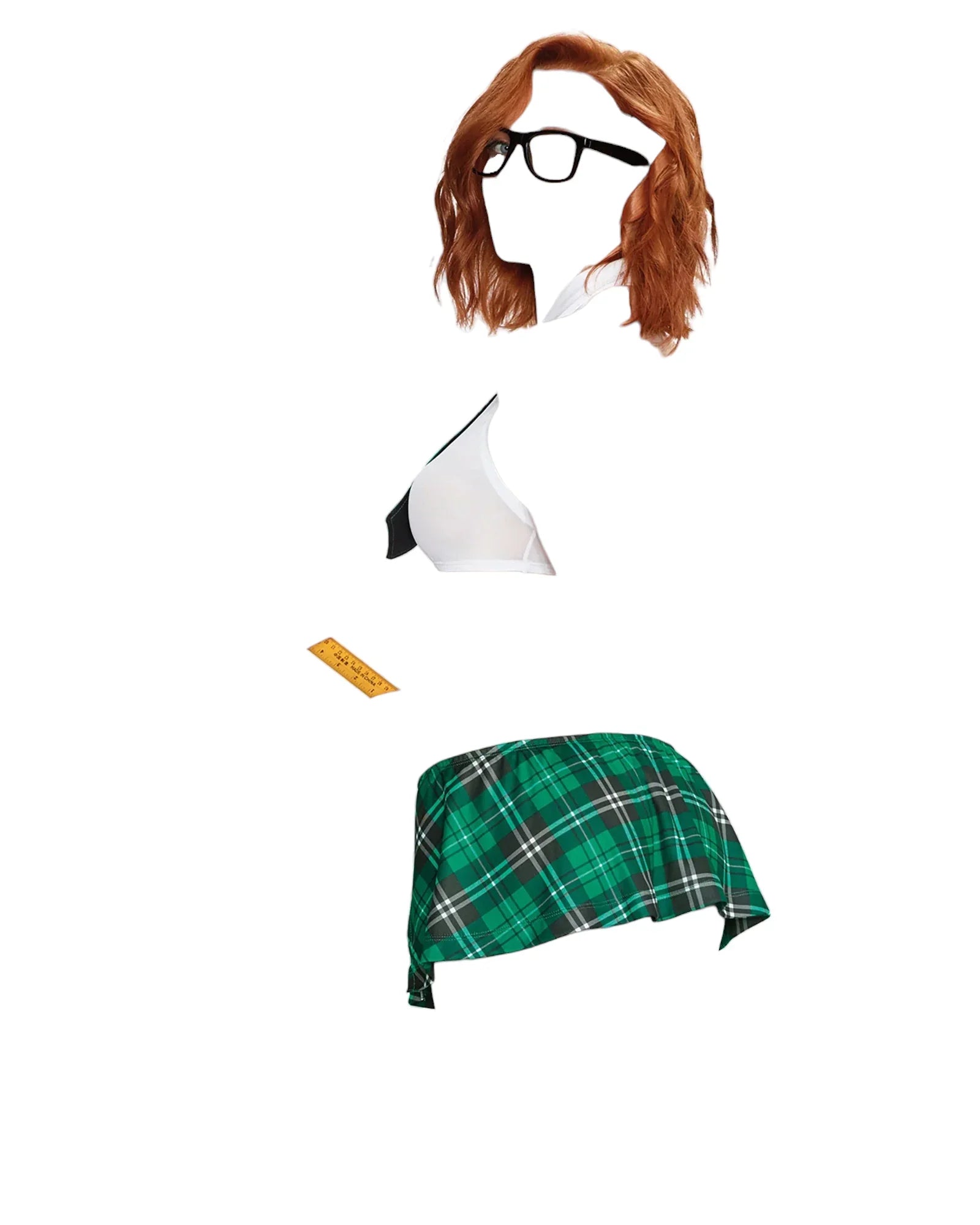 Dreamgirl Stretched Mesh Schoolgirl Halter Crop Top Costume Green/White