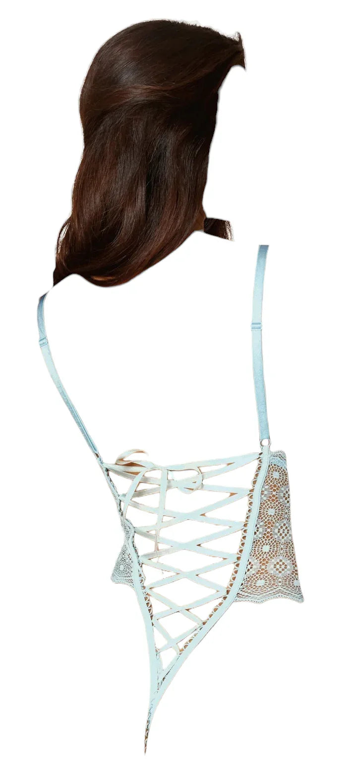 Dreamgirl Fishnet and Lace Corseted Back Teddy Mint One Size