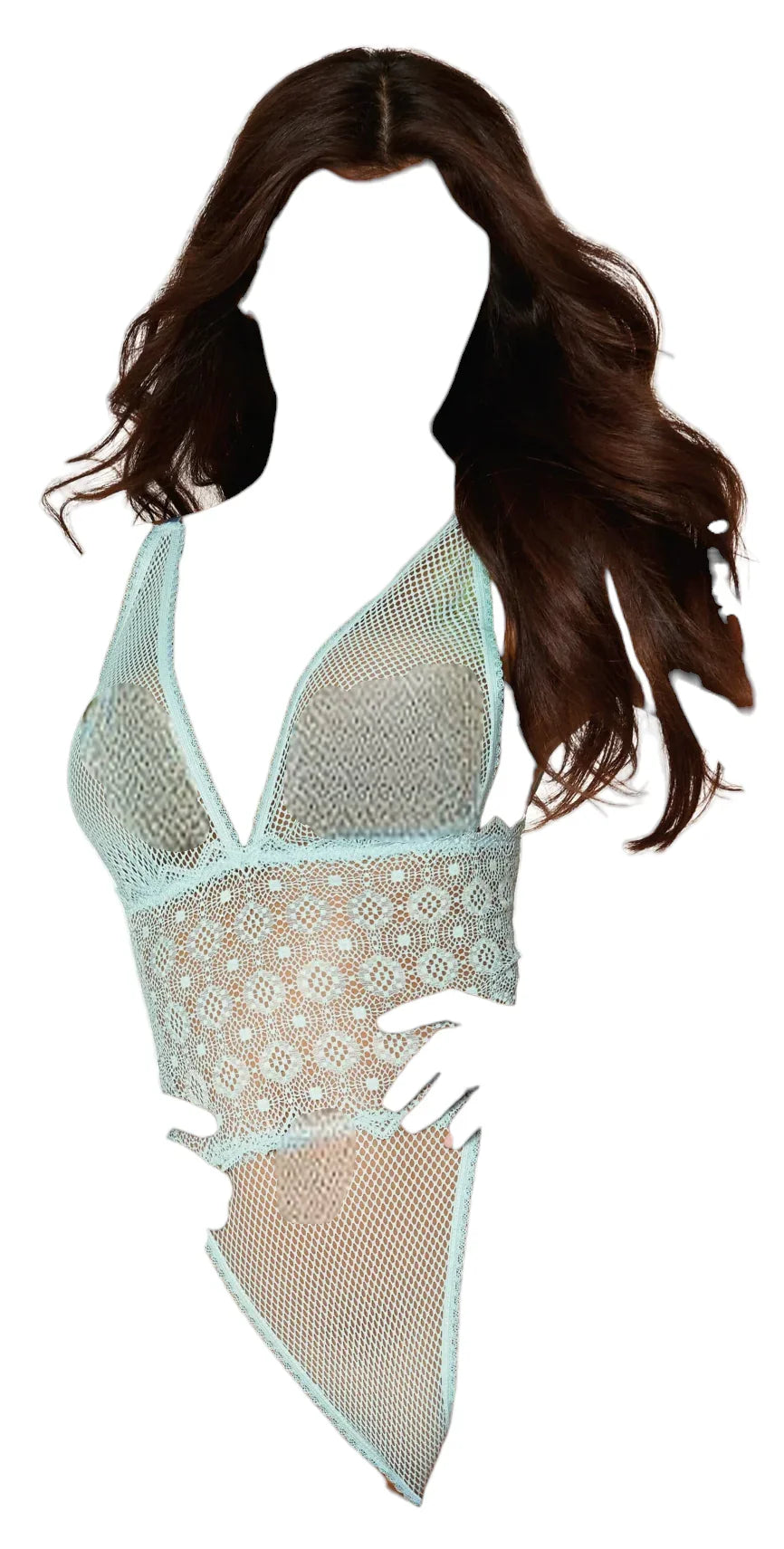 Dreamgirl Fishnet and Lace Corseted Back Teddy Mint One Size