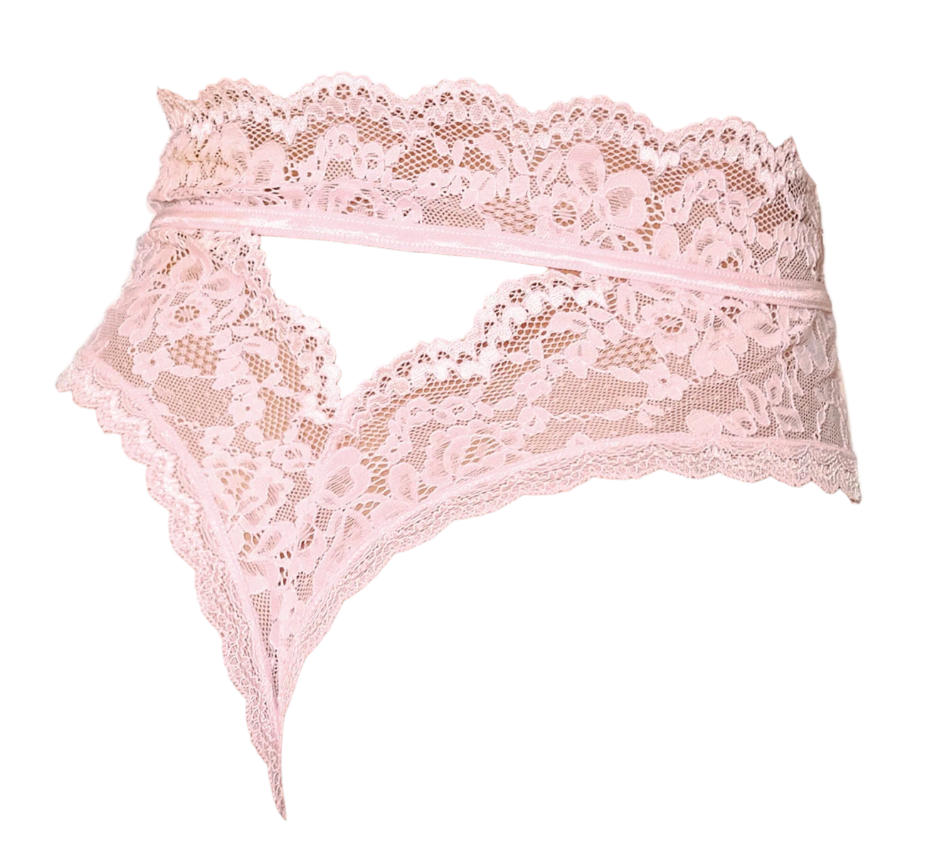 Dreamgirl High-Waist Scallop Lace Panty With Keyhole Back Pink