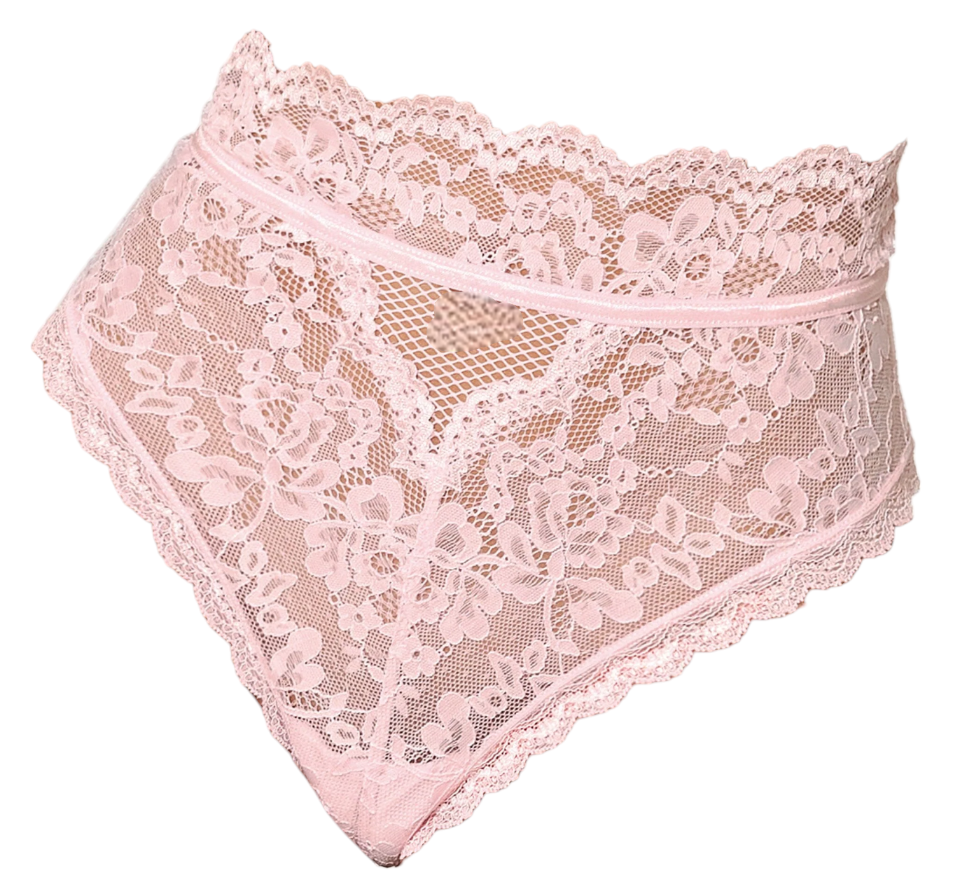 Dreamgirl High-Waist Scallop Lace Panty With Keyhole Back Pink