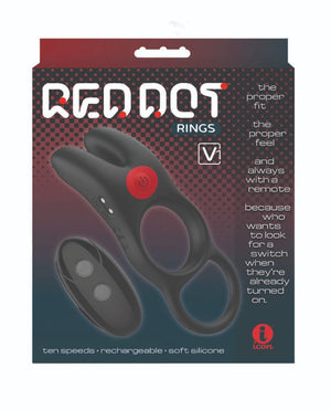 Massive Red Dot Remote Control Penis Ring V1 Black