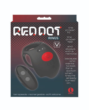 Massive Red Dot Remote Control Penis Ring V3 with Ball Hugger Black