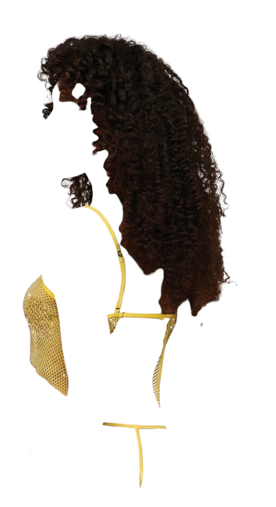 Dreamgirl Fishnet Rhinestone Camisole & G-String Citrus